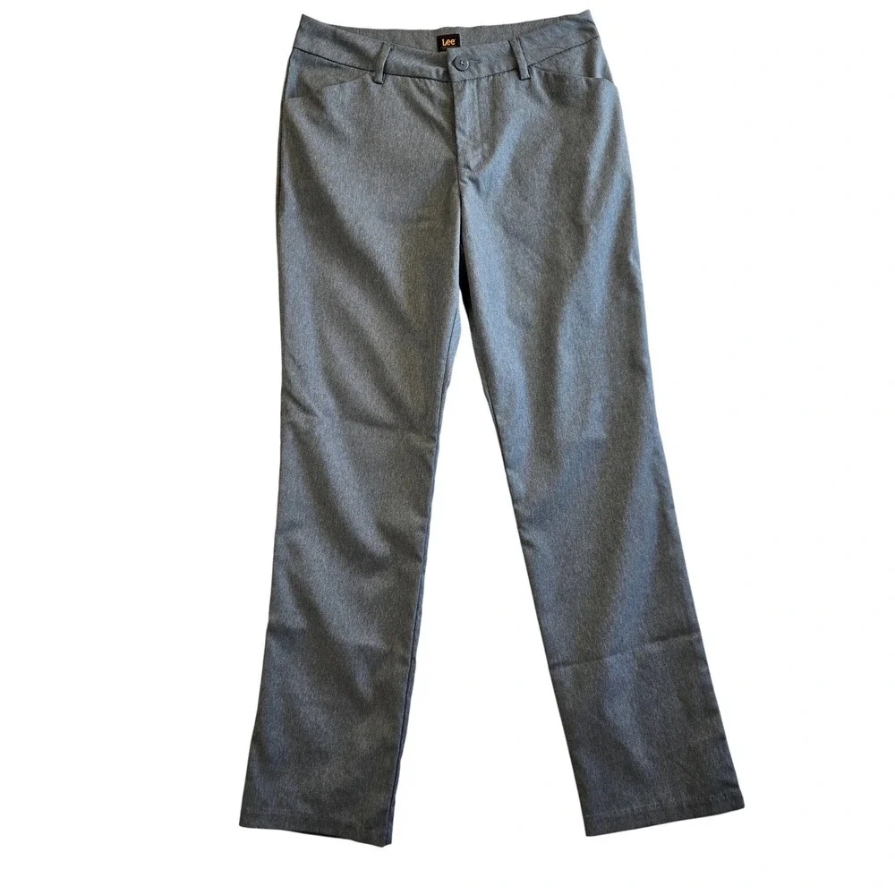 Lee Women's Gray Wrinkle Free Straight Leg Dress‎ Pants Size 8 M Office Travel